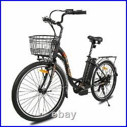 2636V 10AH 350W City Electric Bicycle e-bike Black with Basket 7 Speed