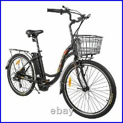 2636V 10AH 350W City Electric Bicycle e-bike Black with Basket 7 Speed