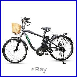 26City Electric Bicycle with Basket Adult Electric Bike Removable Battery EBike