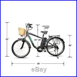 26City Electric Bicycle with Basket Adult Electric Bike Removable Battery EBike