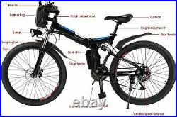 26IN Electric Bike Mountain Bicycle Folding Ebike 24-Speed 350W Li-Battery
