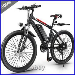 26In 500W Electric Bike Mountain Bicycle E-CityBike Commuter EBike 21Speed NEW
