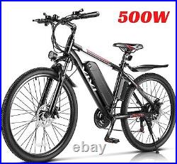 26In 500W Electric Bike Mountain Bicycle ECityBike Commuter EBike 21Speed Adult