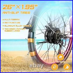 26in Electric Bike 500W 48V Beach Ebike 7-Speed Mountain Bicycle Up to 50 Miles#