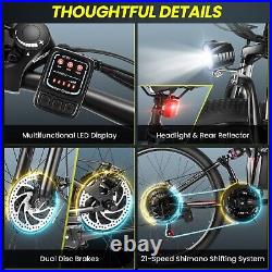 26in Folding Electric Bike, 500W 48V Mountain Bicycle Li-Battery Adults Ebike US