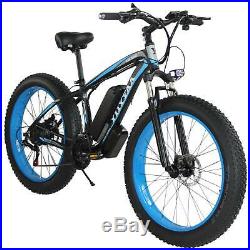 26inch Fat Tire Lithium Battery Electric Bike Beach Snow Bicycle E-Bike (Blue)