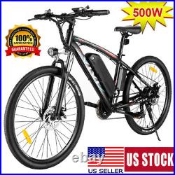 27.5'' Electric Mountain Bicycle 500W E-bike Removeable+Li-Battery-21Speed Good^
