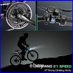 27.5in Electric Bike Mountain Bicycle Commuter Ebike+Shimano 21-Speed Happy Xmas