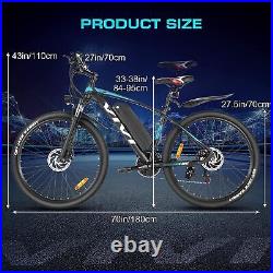 27.5in Electric Bike Mountain Bicycle Commuter Ebike+Shimano 21-Speed New Pro