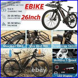 350W Electric Bike 26 Electric Commuter Bicycle Ebike Shimano 7Speed Max 20MPH/