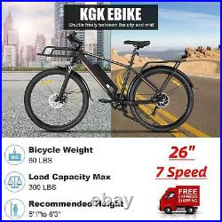 350W Electric Bike 26 Electric Commuter Bicycle Ebike Shimano 7Speed Max 20MPH/