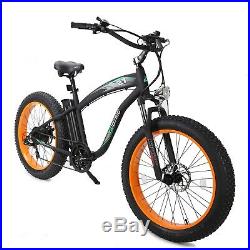 48V 1000W Hammer Electric Fat Tire Bike Beach Snow Road Bicycle Ebike Black