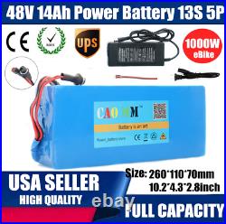48V 14Ah Lithium li-ion Battery 1000W ebike Bicycle E Bike Electric Charger USA