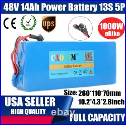 48V 14Ah Lithium li-ion Battery Pack 1000W ebike Bicycle E Bike Electric Motor
