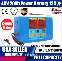 48V 20AH Li-ion Battery Pack 1200W EBike Scooter Electric Bicycle 20000mAh 13s7p