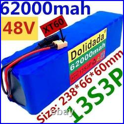 48v 62Ah Ebike Battery 1000w Electric Bicycle Scooter 13s3p Lithium-Ion Charger