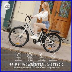 500W 26'' Electric Bicycle 7 Speed Fat Tire Mountain Snow E-bike White 36V EBike