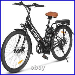 500W 26'' Electric Bicycle 7 Speed Fat Tire Snow Beach City E-bike Black 36V