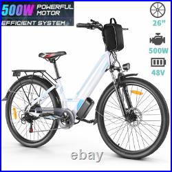 500W 26'' Electric Bike 48V Electric Bicycle for Adults, 20MPH Cruiser Ebike U. S