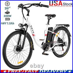 500W 26 Electric Bike Commuting Bicycle 48V Removeable Li Battery City Ebike##