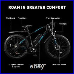 500W 26 Electric Bike Mountain Bicycle Fat Tire eBike 36V Battery 21 Speed NEW