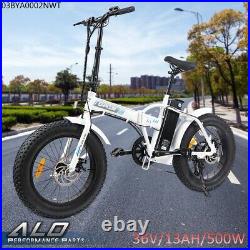 500W 36V 7 Speed 20'' Fat Tire Folding Electric Bicycle City Beach E-bike White