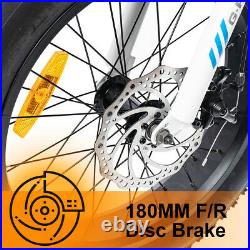 500W 36V 7 Speed 20'' Fat Tire Folding Electric Bicycle City Beach E-bike White