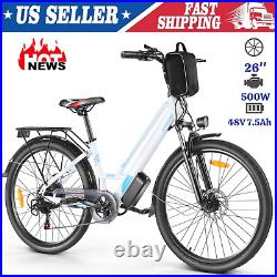 500W Electric Bike, 20/26'' Mountain Bicycle Commuter Ebike 25/20mph for Adults^