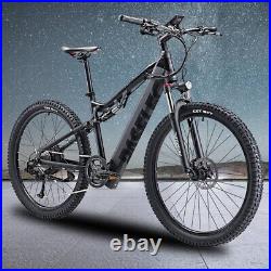 500W Electric Bike 27.5 48V Mountain Bicycle 9-Speed City EBike eMTB Matt Black