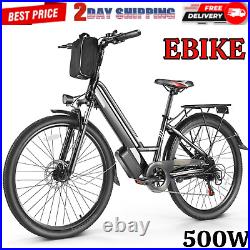 500W Electric Bike for Adults 48V Bicycle Commuter Ebike 21 Speed with Rear Rack