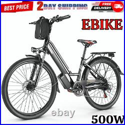 500W Electric Bike for Adults, 48V Mountain Bicycle 26inch EBike with Rear Rack