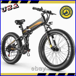 500W Fat Tire Electric Bike, 26in Folding Bicycle Ebike Lockable Fork 21 Speed