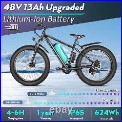 500W Fat Tire Electric Bike for Adults, 26IN Snow Electric Bicycle 25mph Ebike US