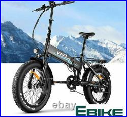 500W Folding Ebike, 20'' Fat-Tire Electric Bike 7 Speed City Moutain Bicycle-NEW
