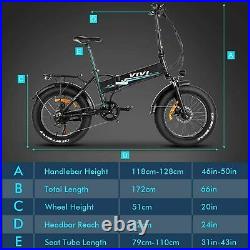 500W Folding Ebike, 20'' Fat-Tire Electric Bike 7 Speed City Moutain Bicycle-NEW