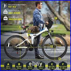 500W Folding Electric Bike for Adults, 26'' Mountain Bicycle Commute EBike 20MPH@