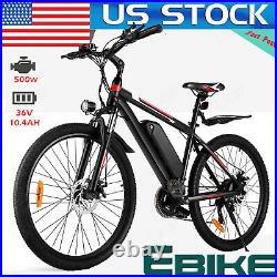 500With350W Electric Bicycle Mountain Bike Ebike 26INCH Bicycle 20MPH NEW Commute#