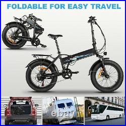 -500With350W Foldable Electric Bike 20 x 4.0 Fat Tire Bicycle City Ebike 48V US