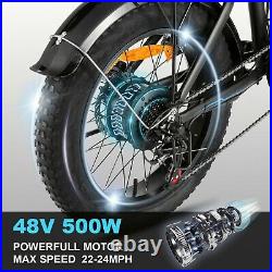 -500With350W Foldable Electric Bike 20 x 4.0 Fat Tire Bicycle City Ebike 48V US