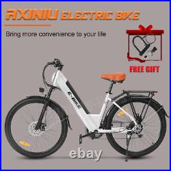 750W Ebike 2648V Electric Bike Bicycle 25Mph CommuterTire Mountain Bikes White