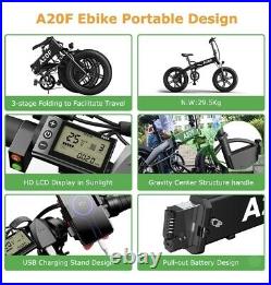 ADO A20F Folding E-Bike 20 Electric Fat Tyre Bicycle 25km/h Speed 500W Black