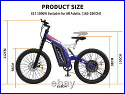 AOSTIRMOTOR Electric Bicycle 1500W 263 Tire Ebike With 48V/20Ah Li-Battery