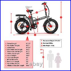 Adults 20 750W 36V Electric Folding Bicycle Fat Tire 30MPH eBike 12Ah Battery