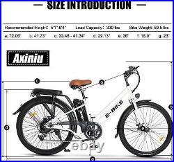 Axiniu 26'' 500W Electric Bicycle 7Speed Fat Tire Snow Beach City Ebike