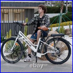 Axiniu 36V 350W 26'' Electric Bicycle Ebike 7 Speed Snow Beach City E-bike White