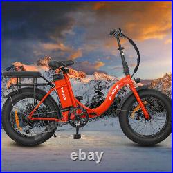 Axiniu 750W 20'' Electric Folding Bicycle 7Speed Fat Tire Snow Beach City Ebike