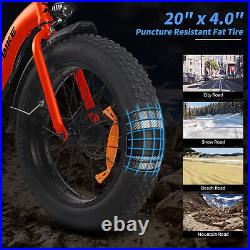 Axiniu 750W 20'' Electric Folding Bicycle 7Speed Fat Tire Snow Beach City Ebike
