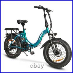 Axiniu 750W 20'' Electric Folding Bicycle Fat Tire Snow Beach City Ebike Blue