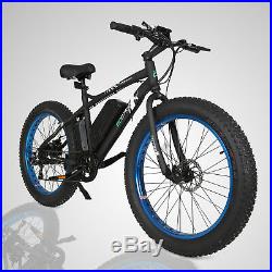 Black Electric Fat Tire Bike Beach Snow Bicycle City E-bike 36V 500W LCD Display