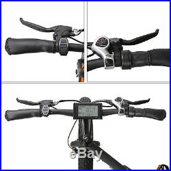 Black Electric Fat Tire Bike Beach Snow Bicycle City E-bike 36V 500W LCD Display